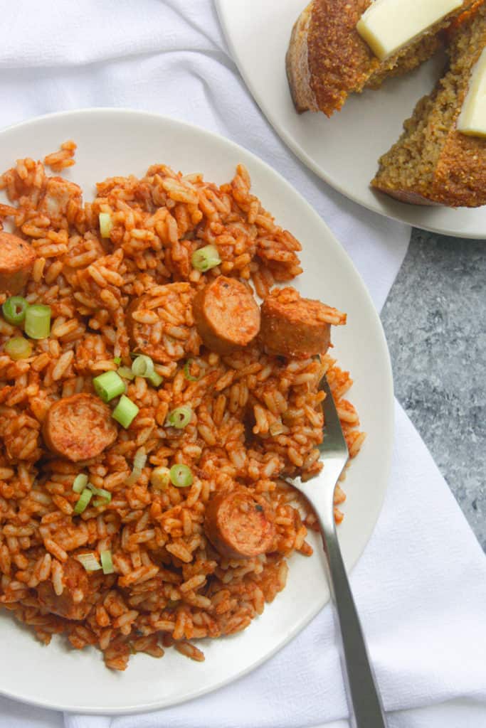 Cajun Jambalaya with buttered cornbread
