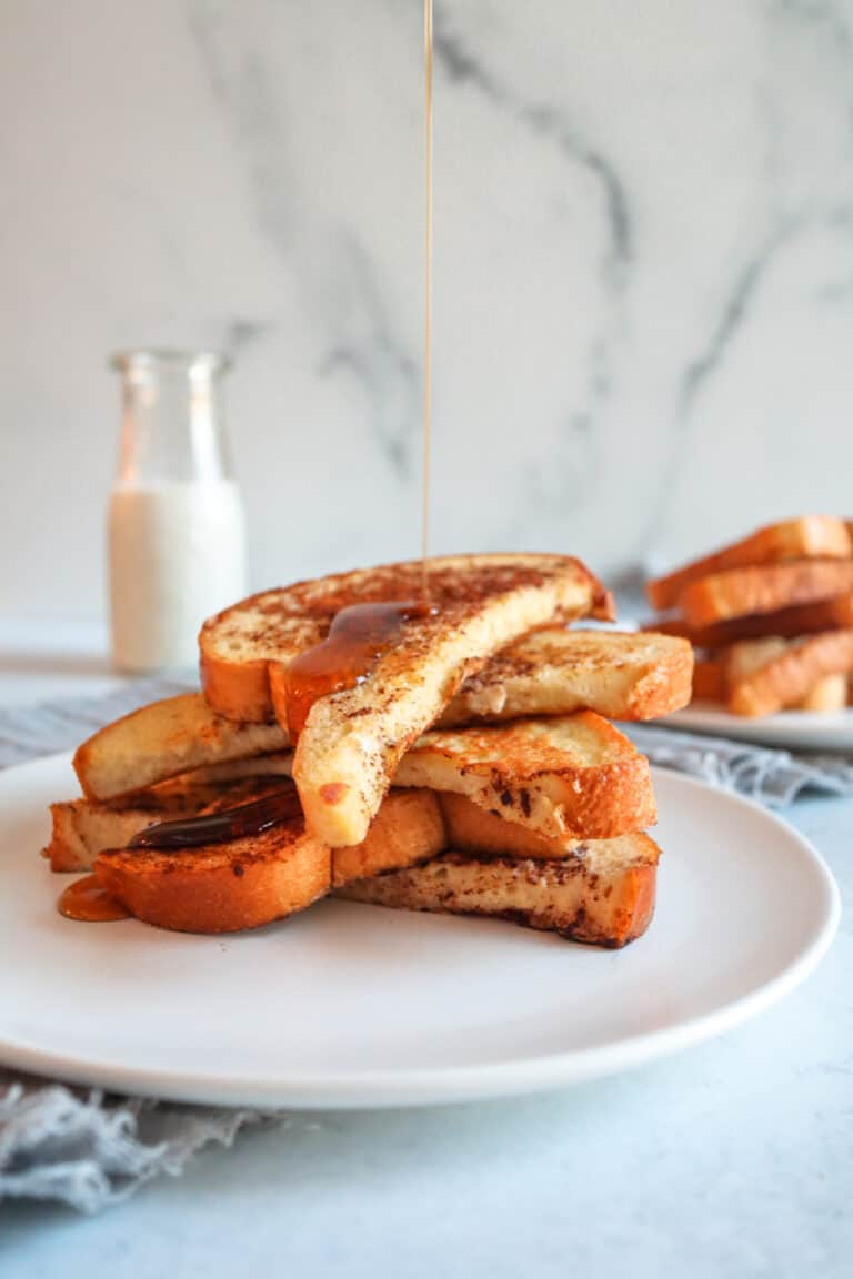 Easy French Toast with syrup drizzled on top