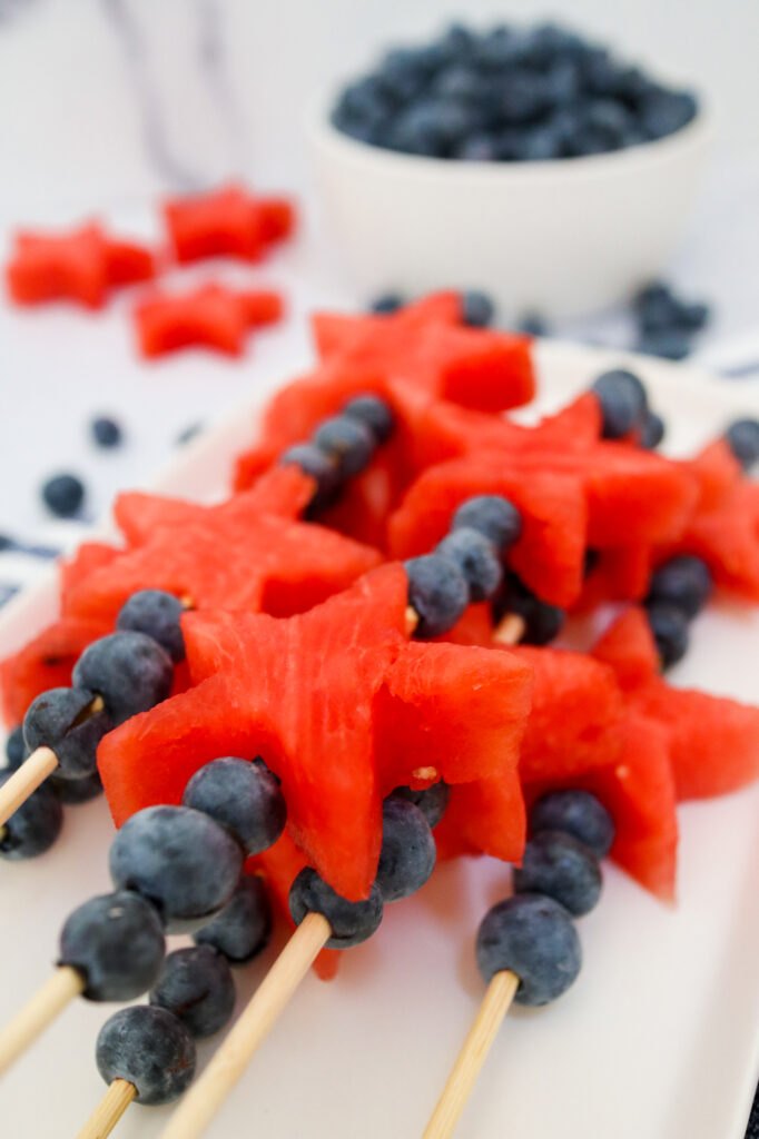 Watermelon fruit sparklers with fresh blueberries