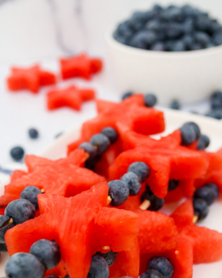 Watermelon fruit sparklers with fresh blueberries