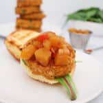 Grilled Island Tuna Patties with Fresh Mango Chutney and miniature brioche buns