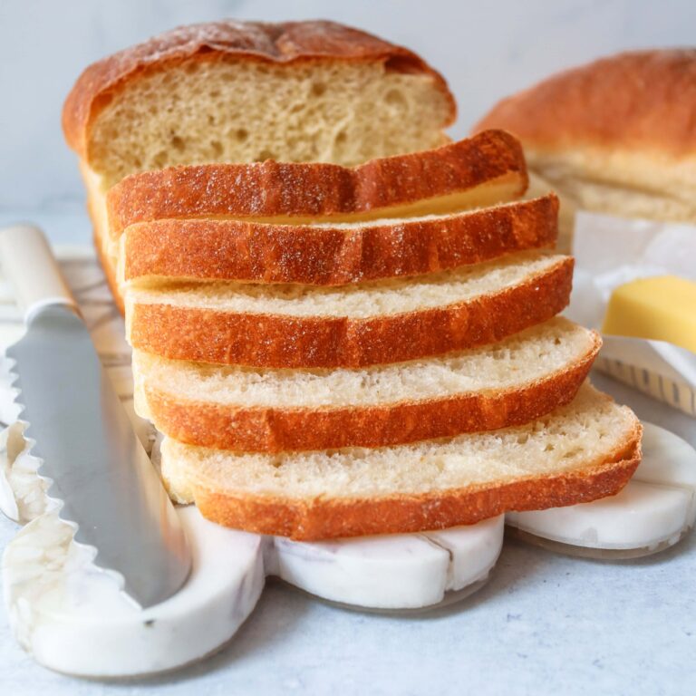 Homemade sandwich bread with knife and butter