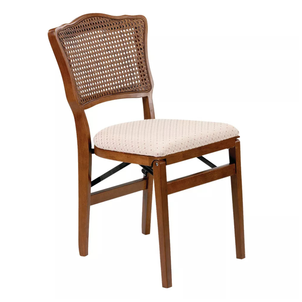 Stakmore Set of 2 French Cane Folding Chair Fruitwood