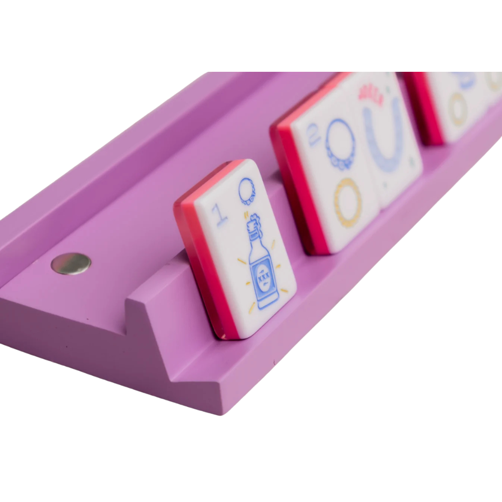 Wood racks with classic pusher in purple with mahjong tiles